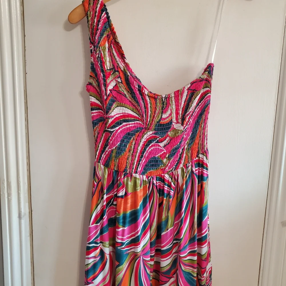 Abel The Label Kelissa One Shoulder Tiered Maxi Dress Beachy Boho Resortwear